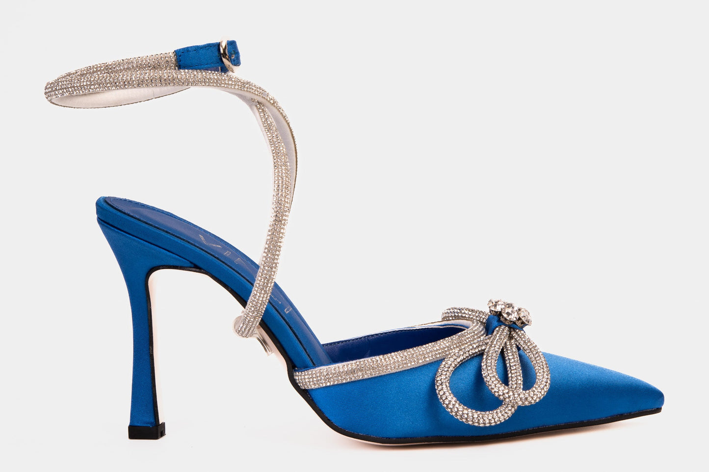 The Floransa Sax Blue Leather Pointy Toe Ankle Strap Women Sandal Final Sale!