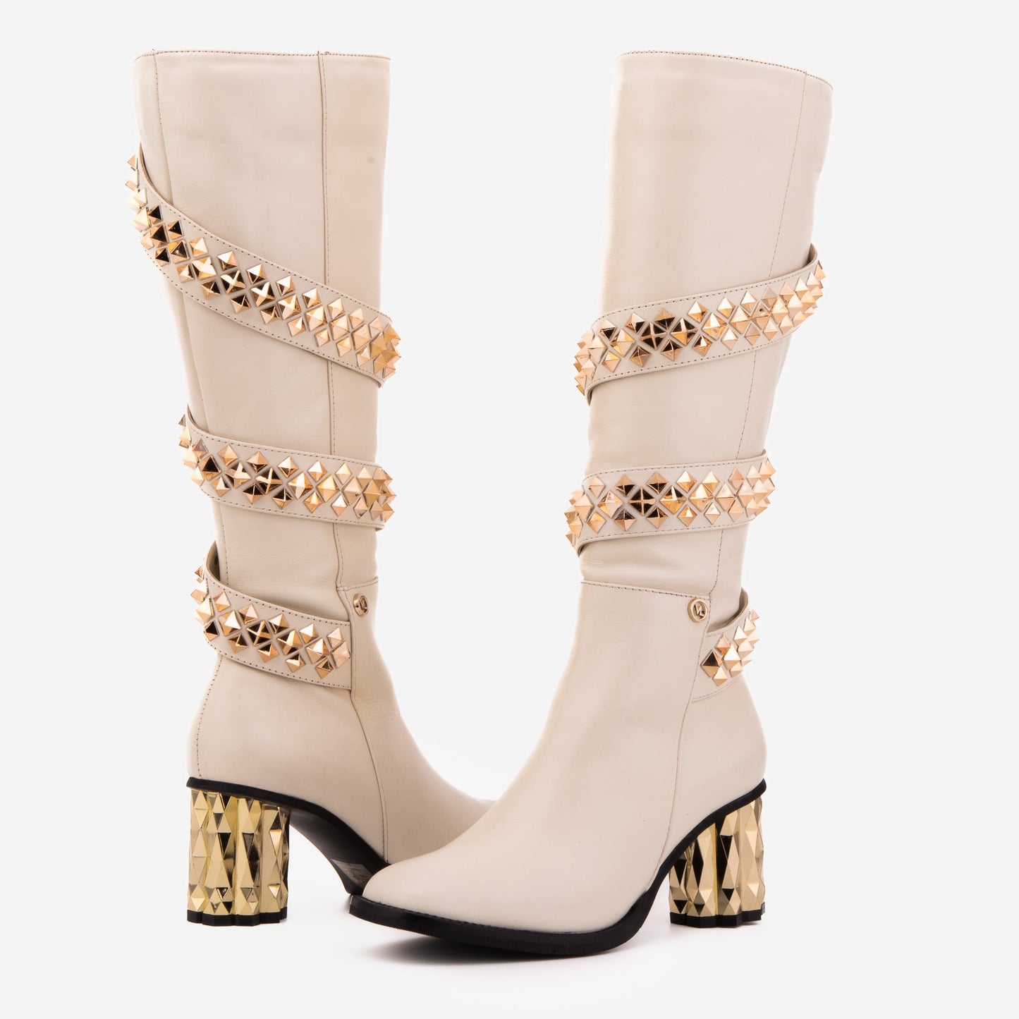 The Gladiator Cream Leather Knee High Women Boot