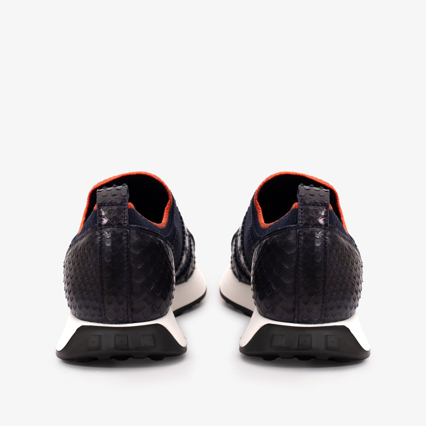 The Aslan Navy Knitted & Leather Men Sneaker