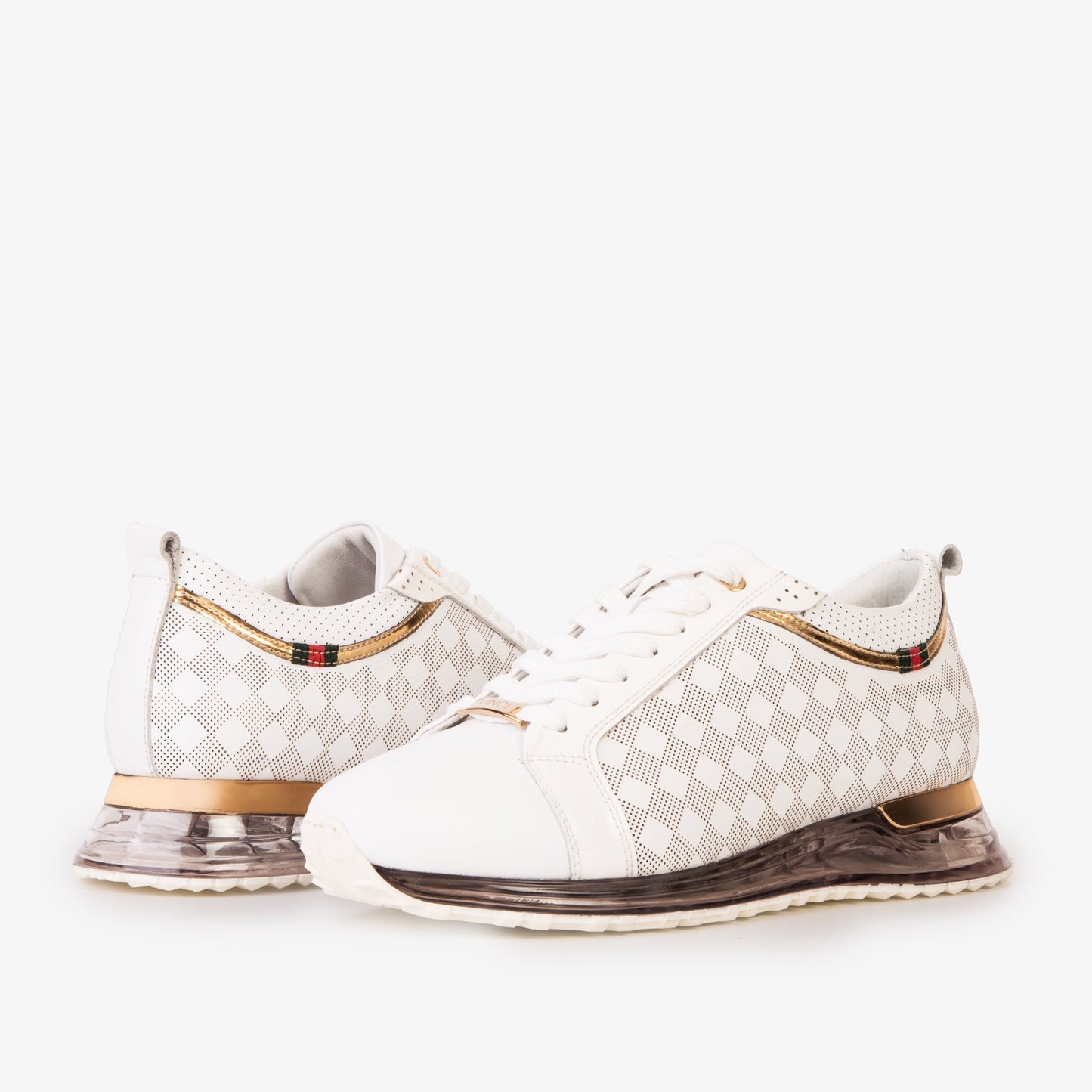 The Cenova White & Gold Leather Men Sneaker