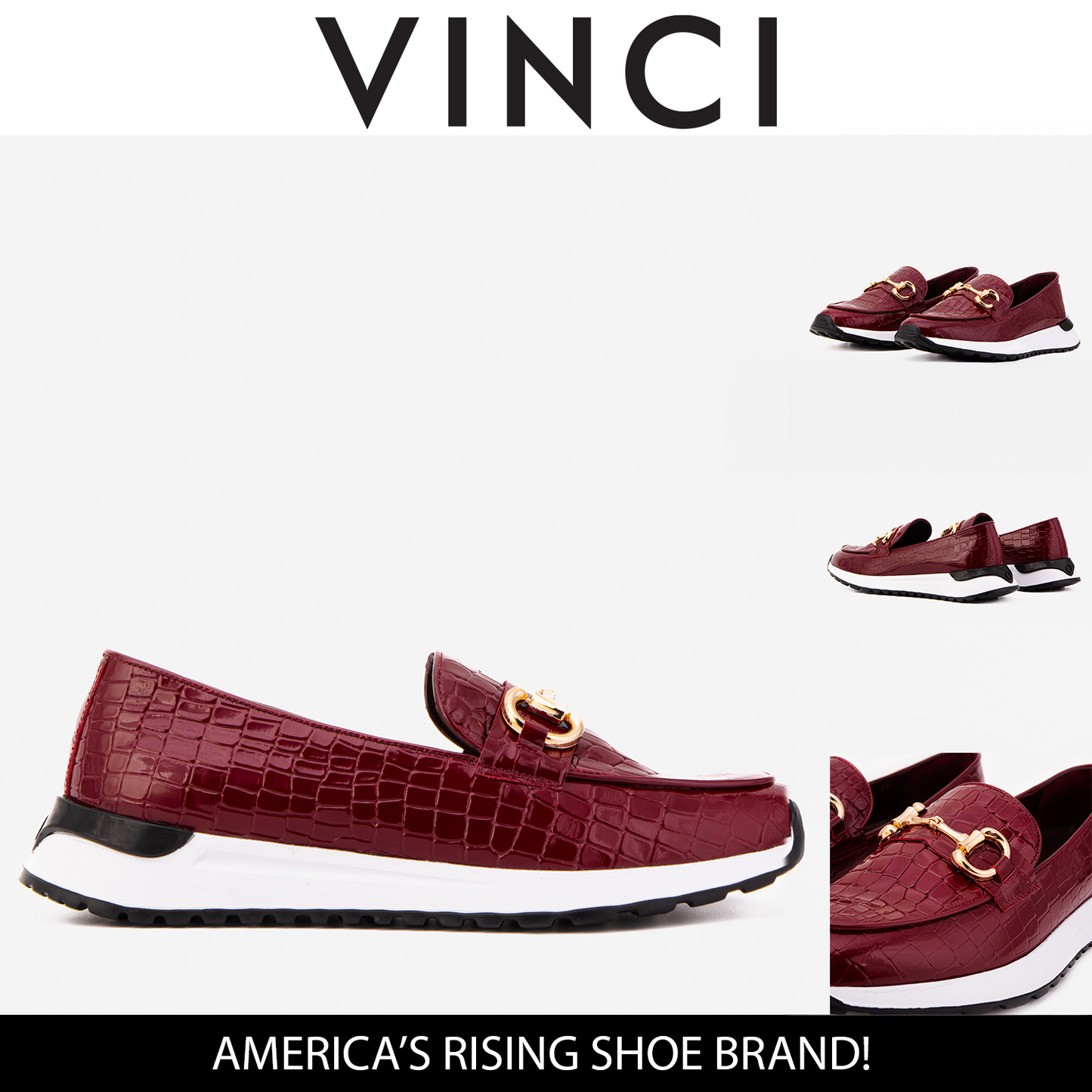 The Milan Burgundy Croc-Embossed Patent Leather Women Sneaker
