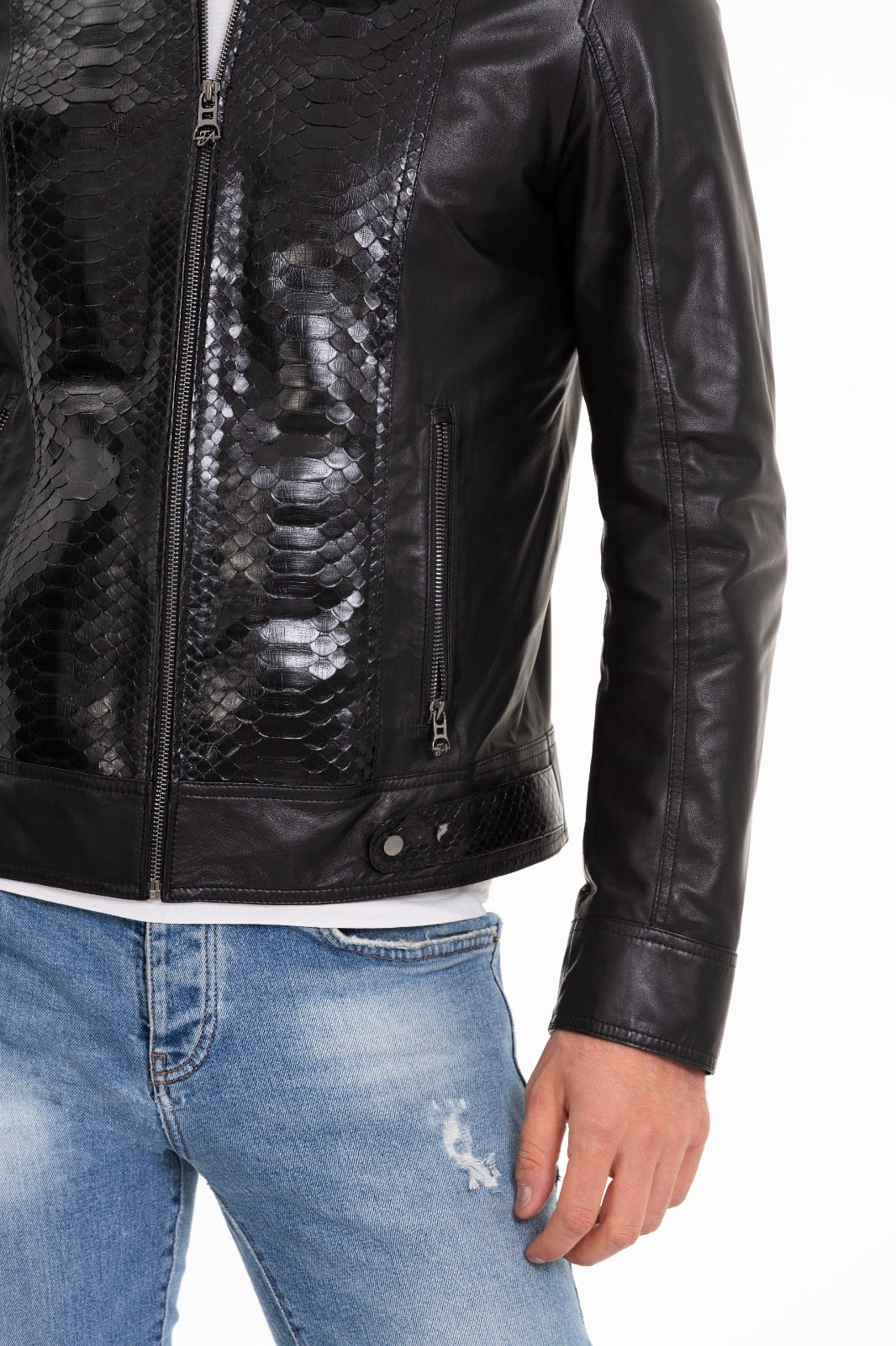 The Solvito Pythn Black Leather Men Jacket