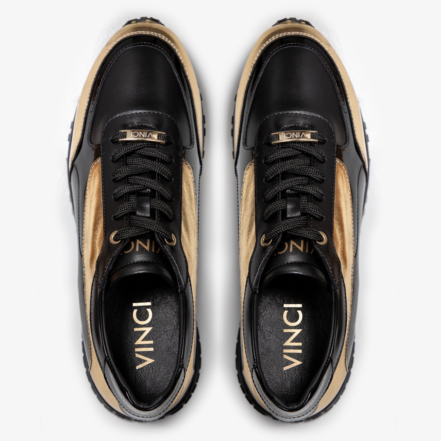The Arda Black & Gold Leather Men Sneaker