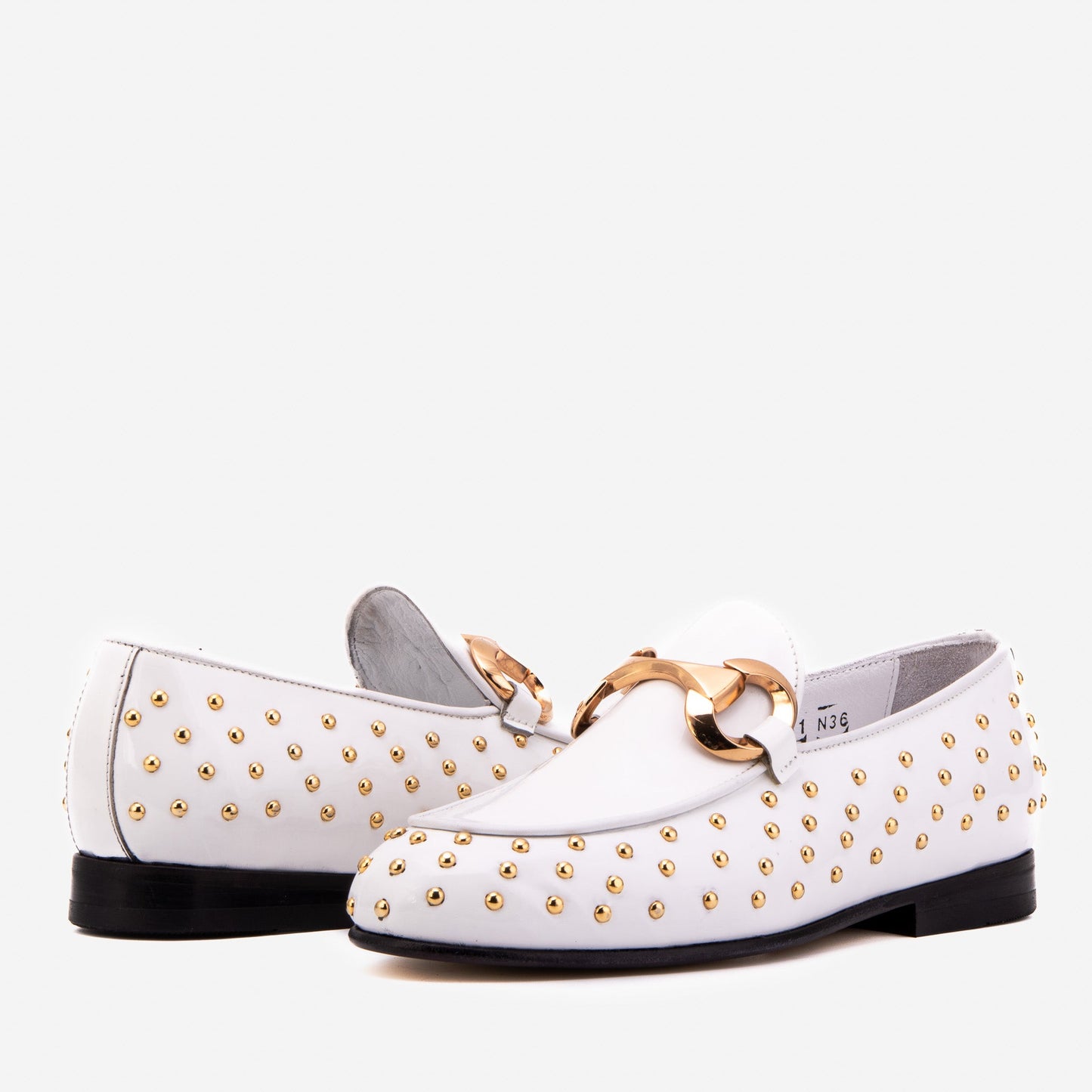 The Jupiter  Shoe White Spike Leather  Bit Dress Loafer Limited Edition Women  Shoe