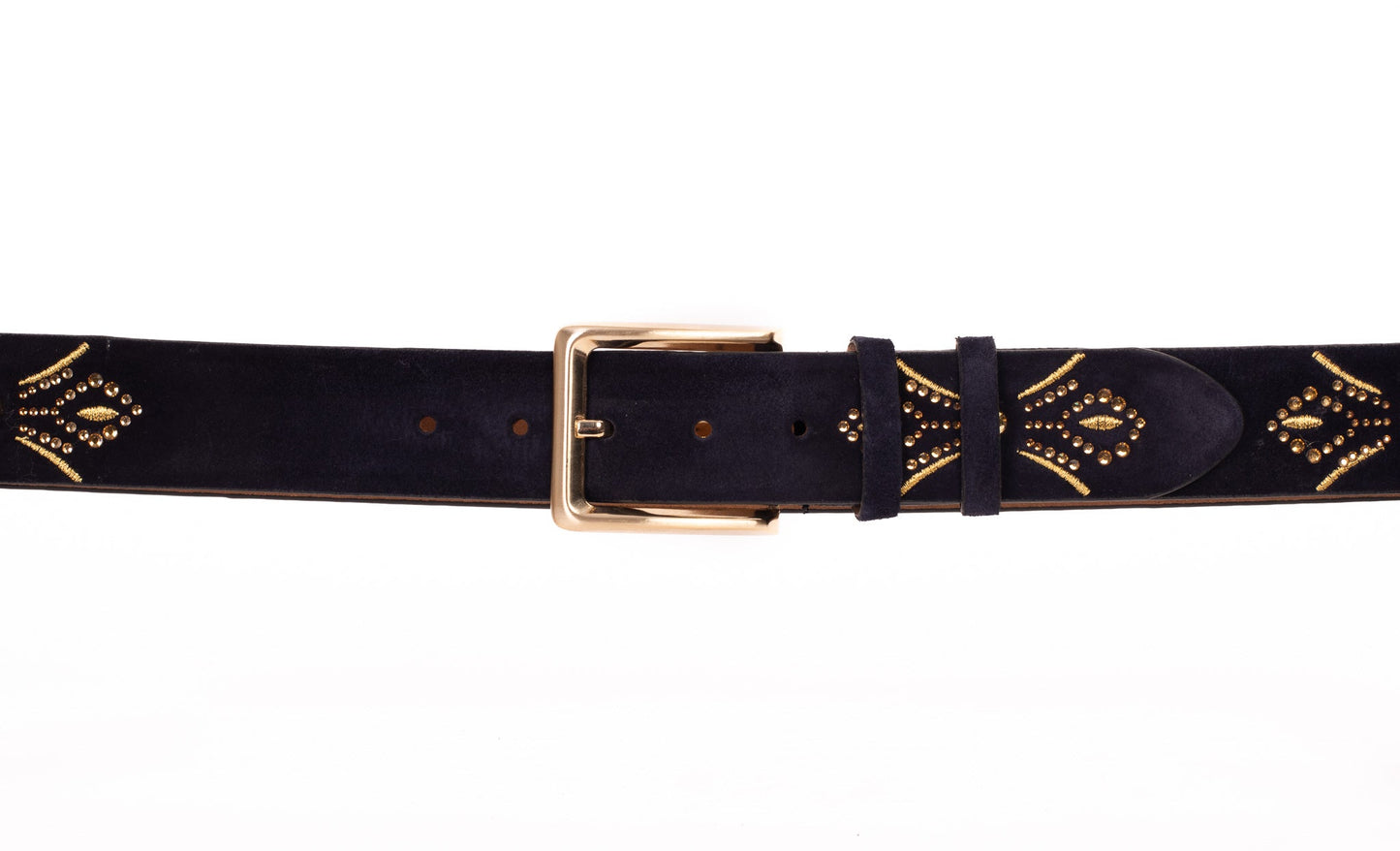 The Lazio Navy Blue Suede Leather Belt