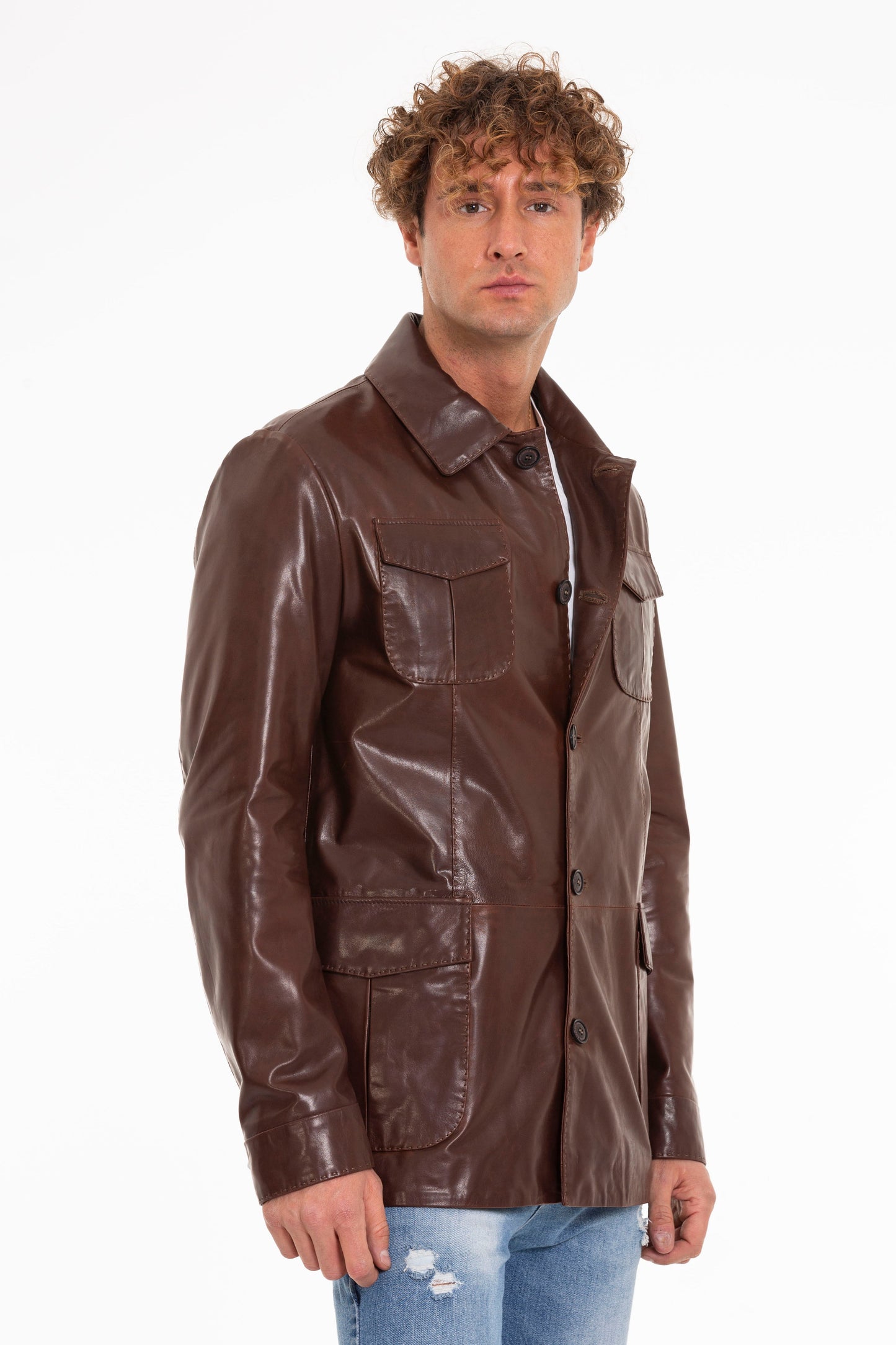 The Turro Brown Leather Men Jacket