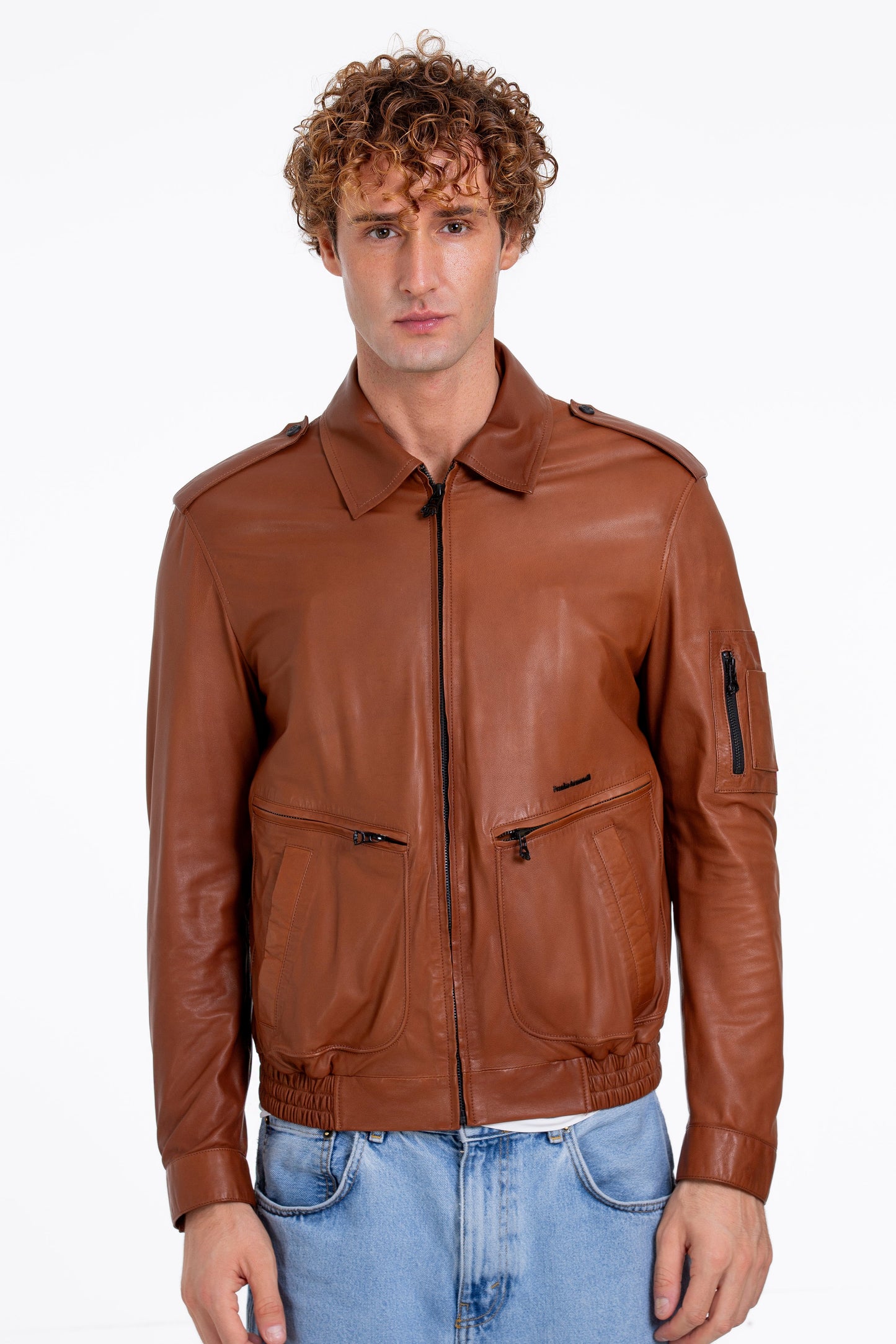 The Leureles Tan Leather Men Jacket