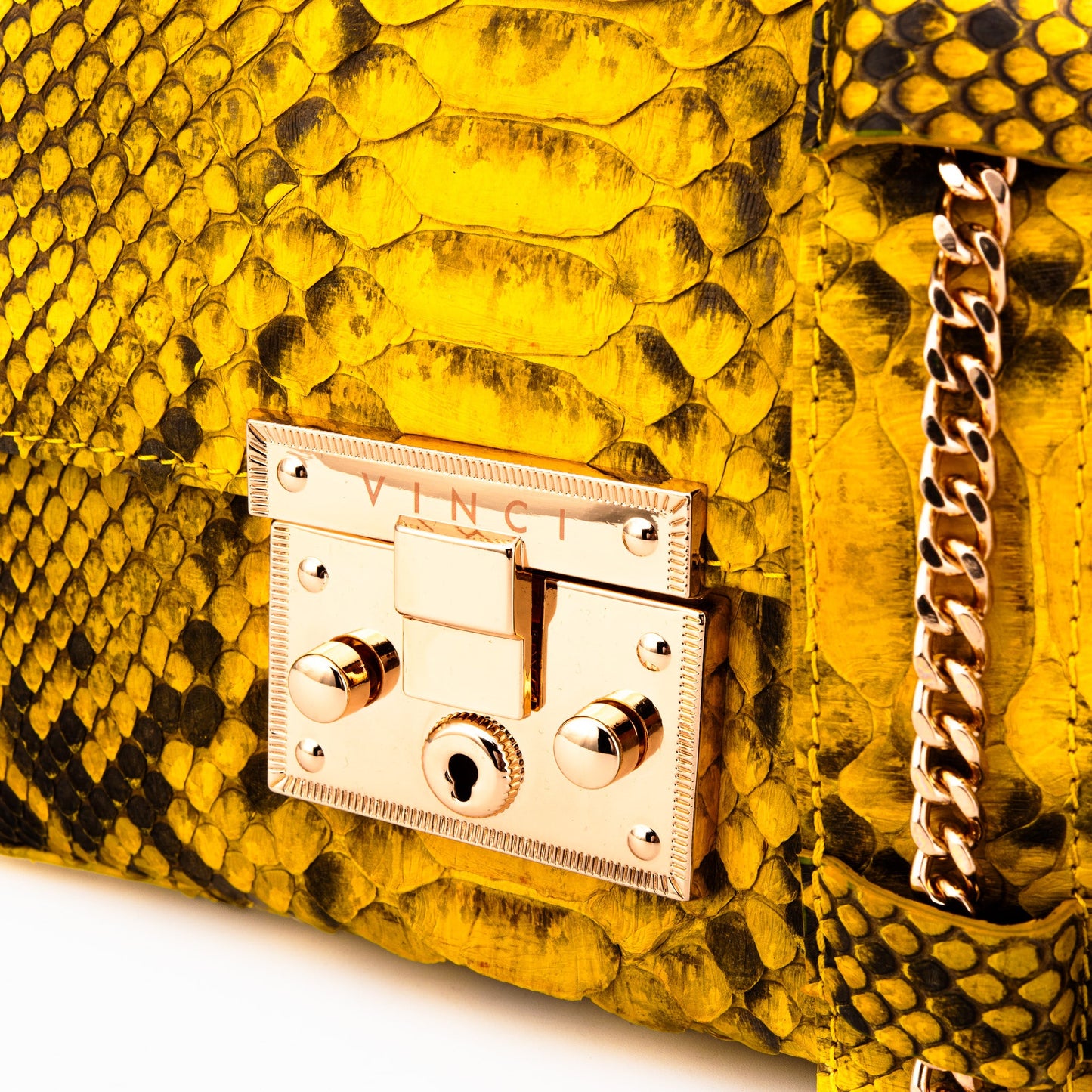 The Queen Yellow Pythn Leather Handbag