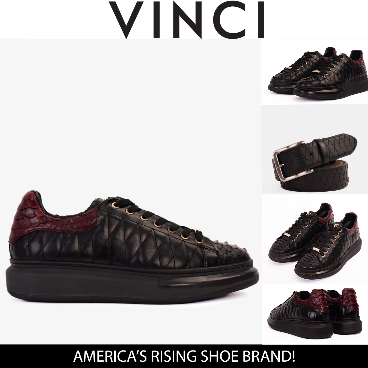 The Adler Pyht  Snk Skin Black & Burgundy Men Sneaker