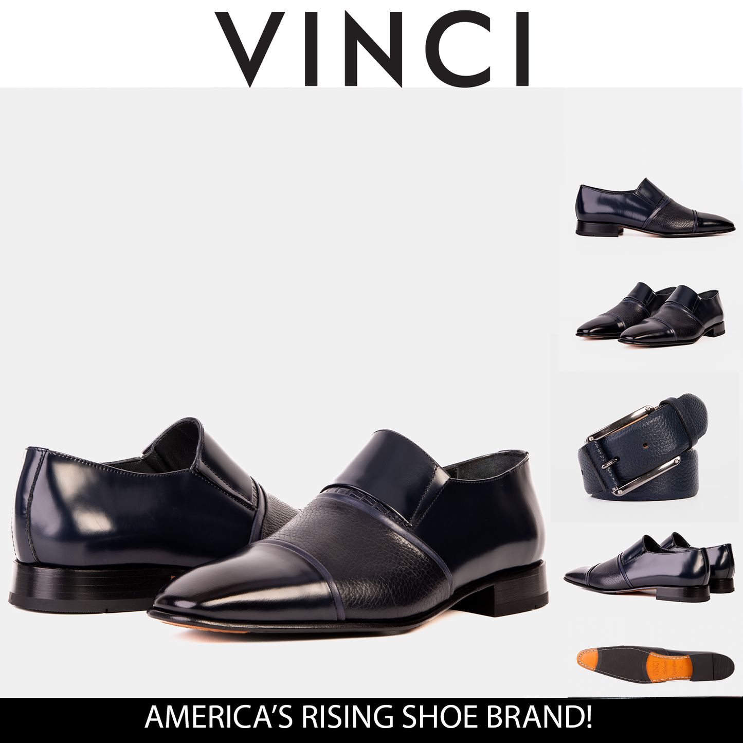 The Everest Navy Leather Cap Toe Dress Loafer Men Shoe