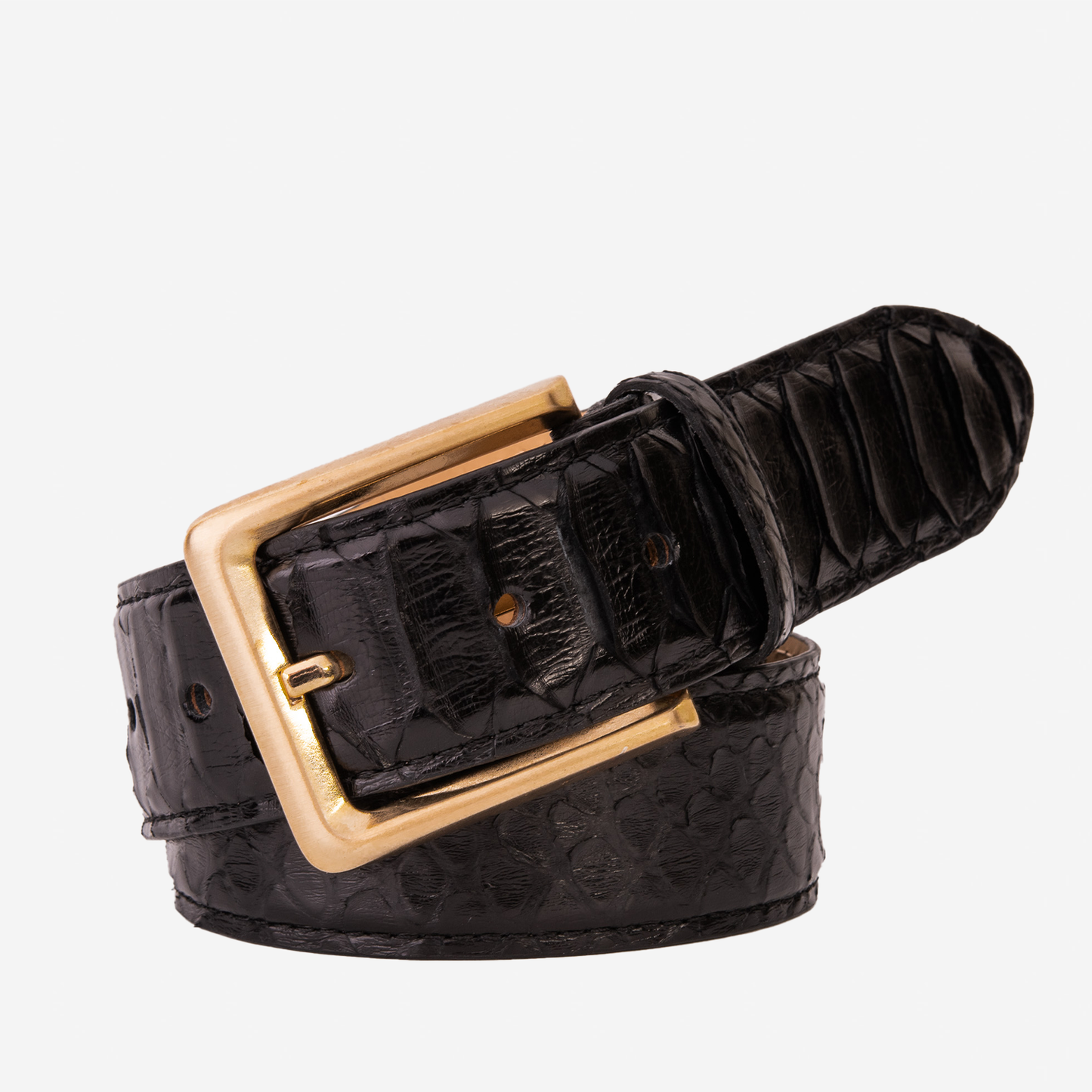 The Bethesda Black pythn Sneak Leather Belt