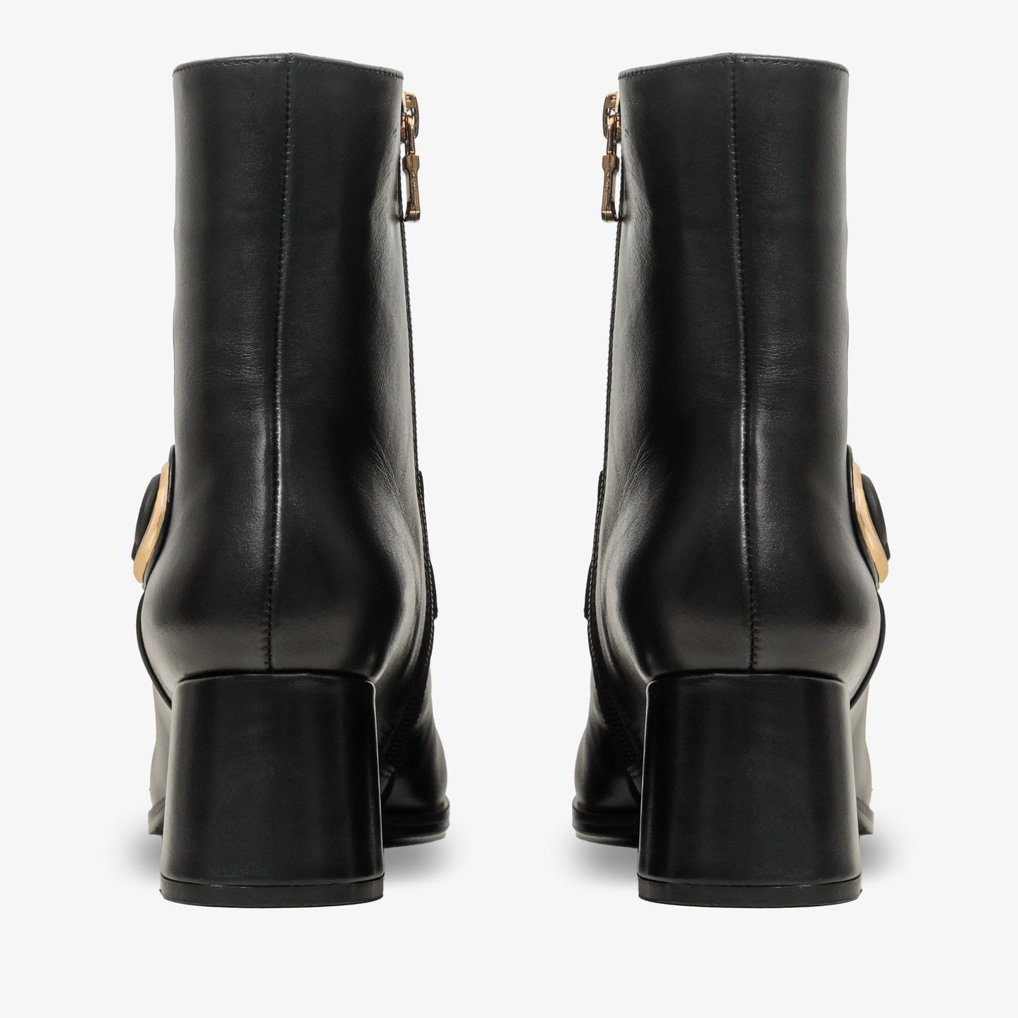 The Windsor Black Leather Block Heel Women Boot
