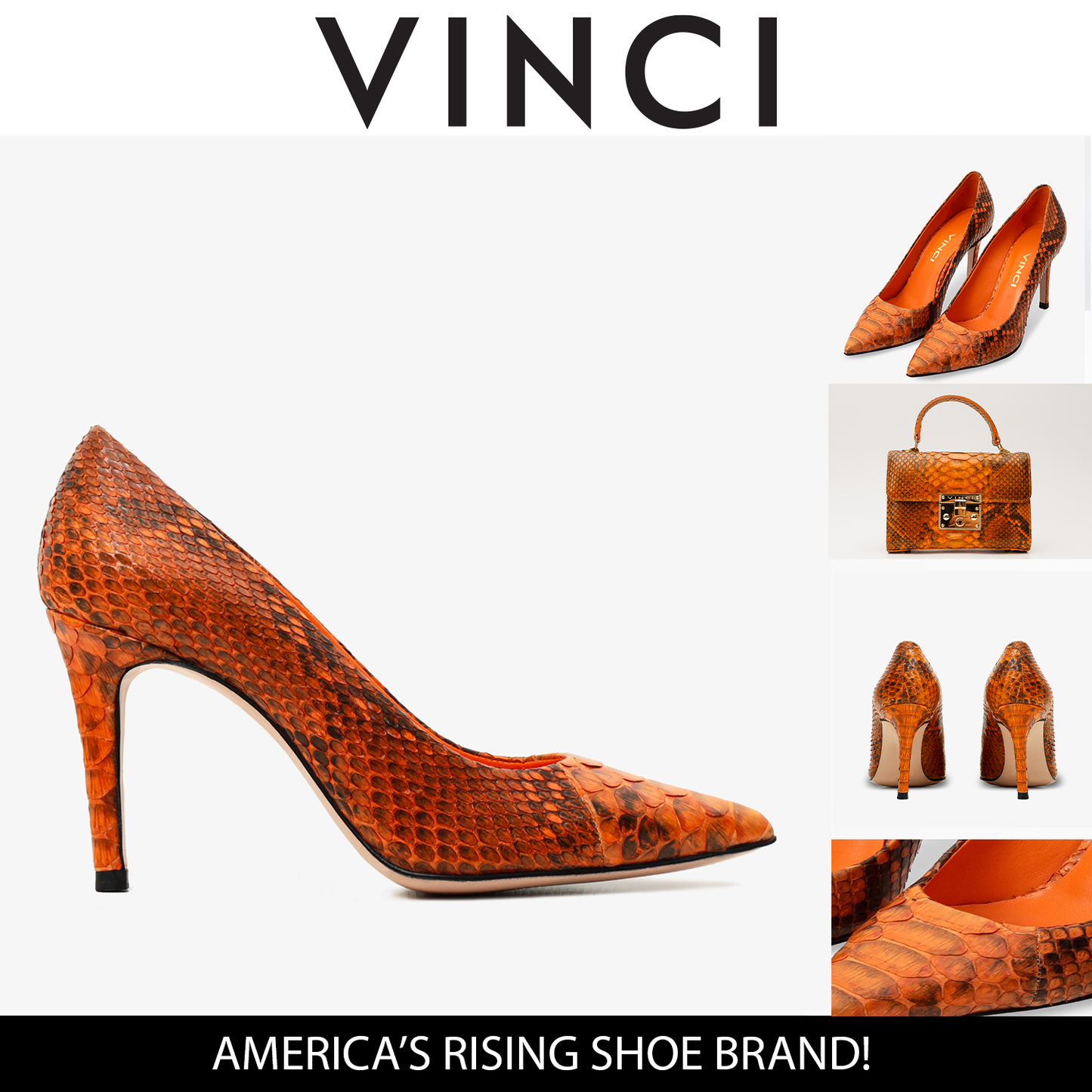 The Queenn Orange Pythn Leather Pump Women Shoe