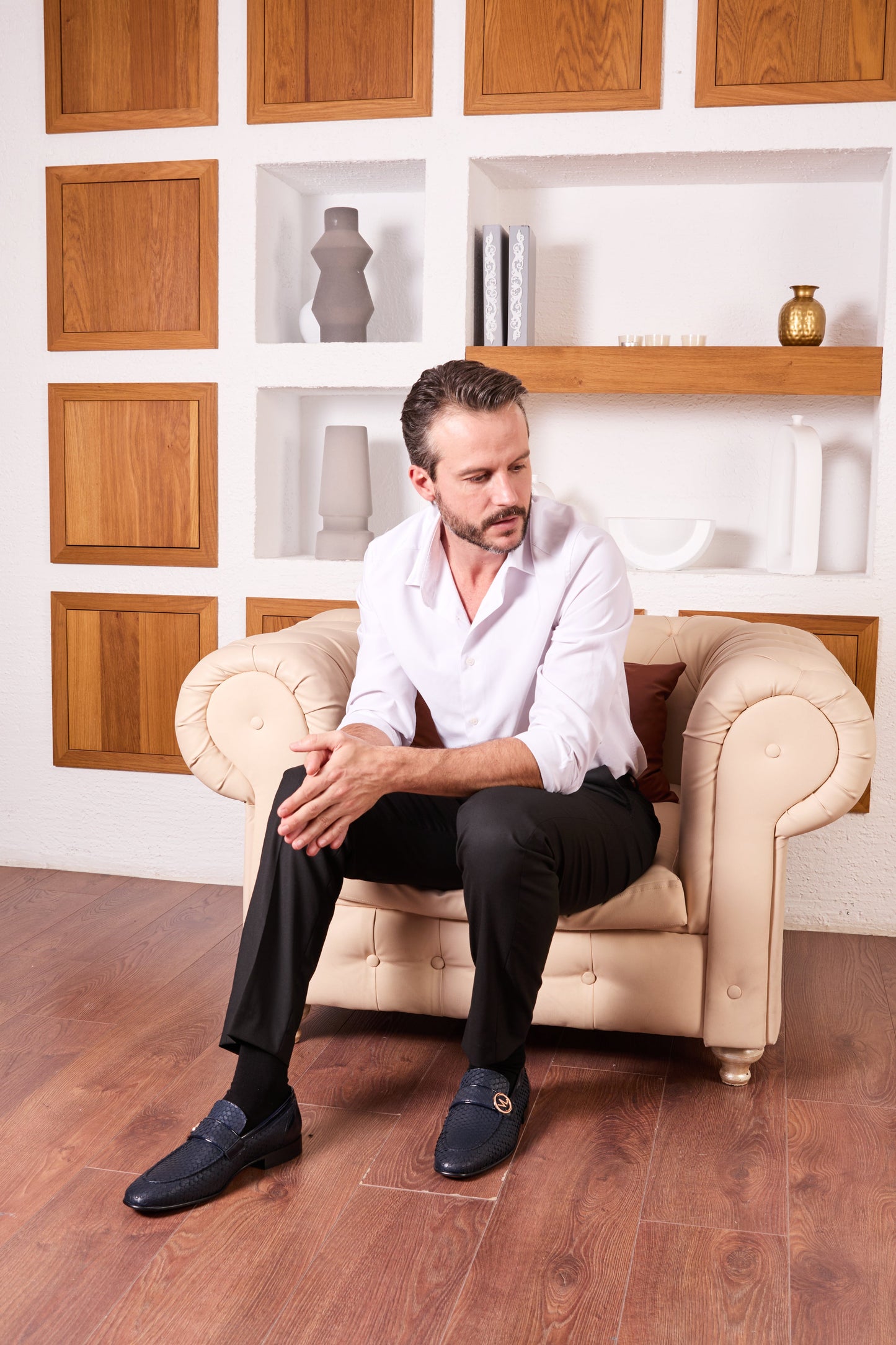 The Monarch Navy Blue Leather Men Dress Shoe