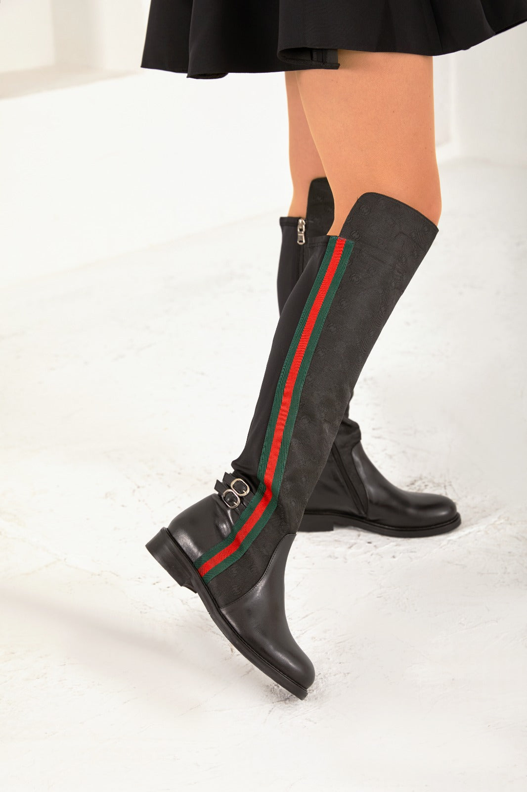 The Gallant Black Leather Knee-High Boot