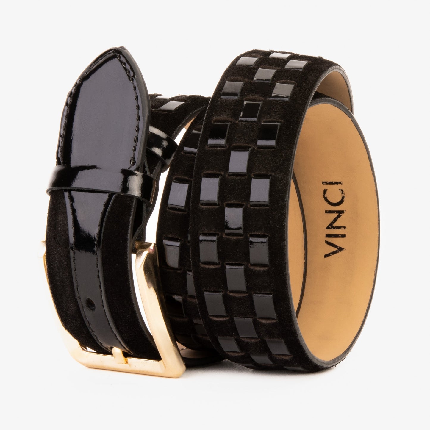The Eugene Black & Gold Woven Leather Belt