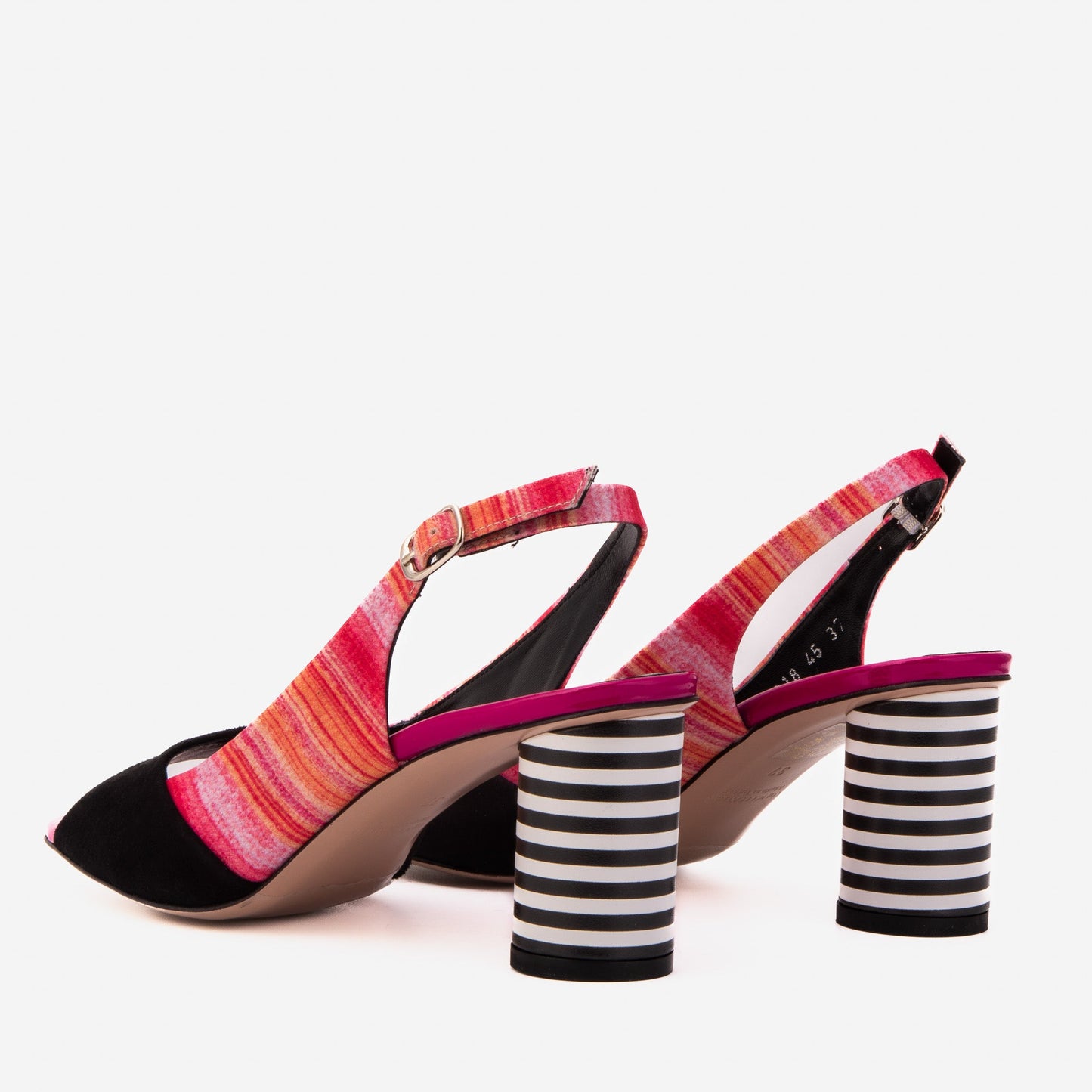 The Spectrum Multicolor Block Heel Leather Women Slingback Sandal