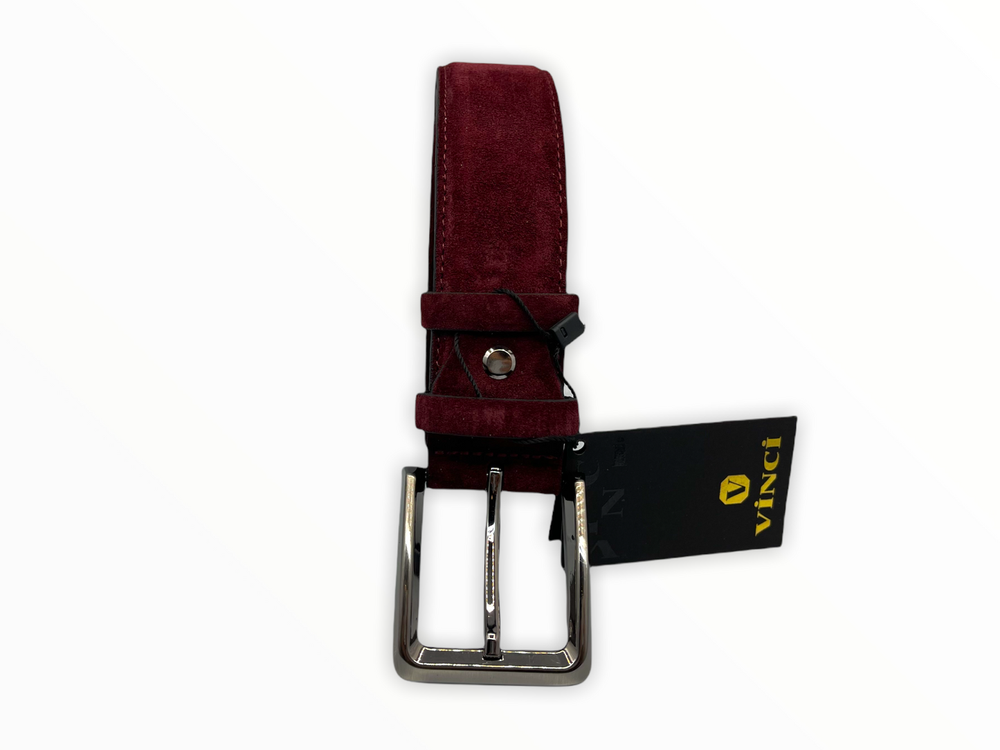 The Bari Burgundy Suede Leather Belt