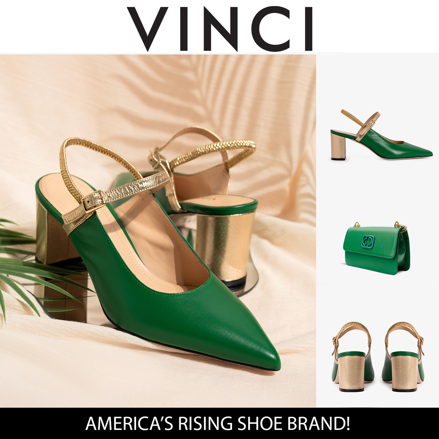The Pompei Green Leather Women Slingback Shoe